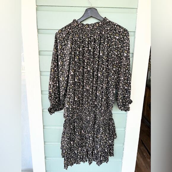 Current Air Aurelie Floral Print Mini Dress boho drop waist fall flutter skirt M - Picture 8 of 12